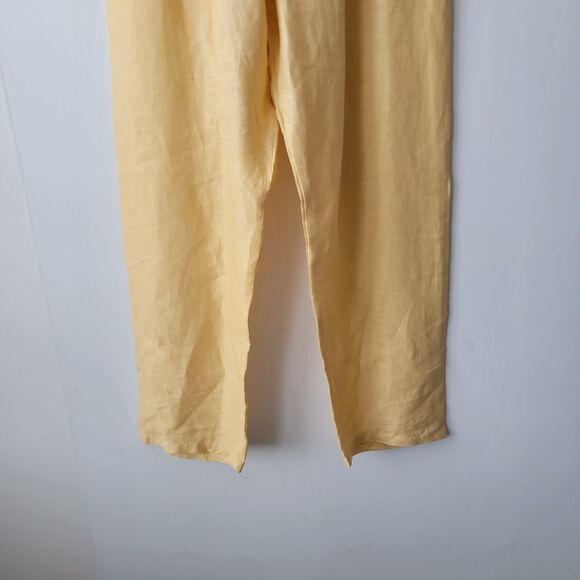 Heydari women's 100% linen pull on pants size L better yellow breathable beachy - Picture 4 of 6